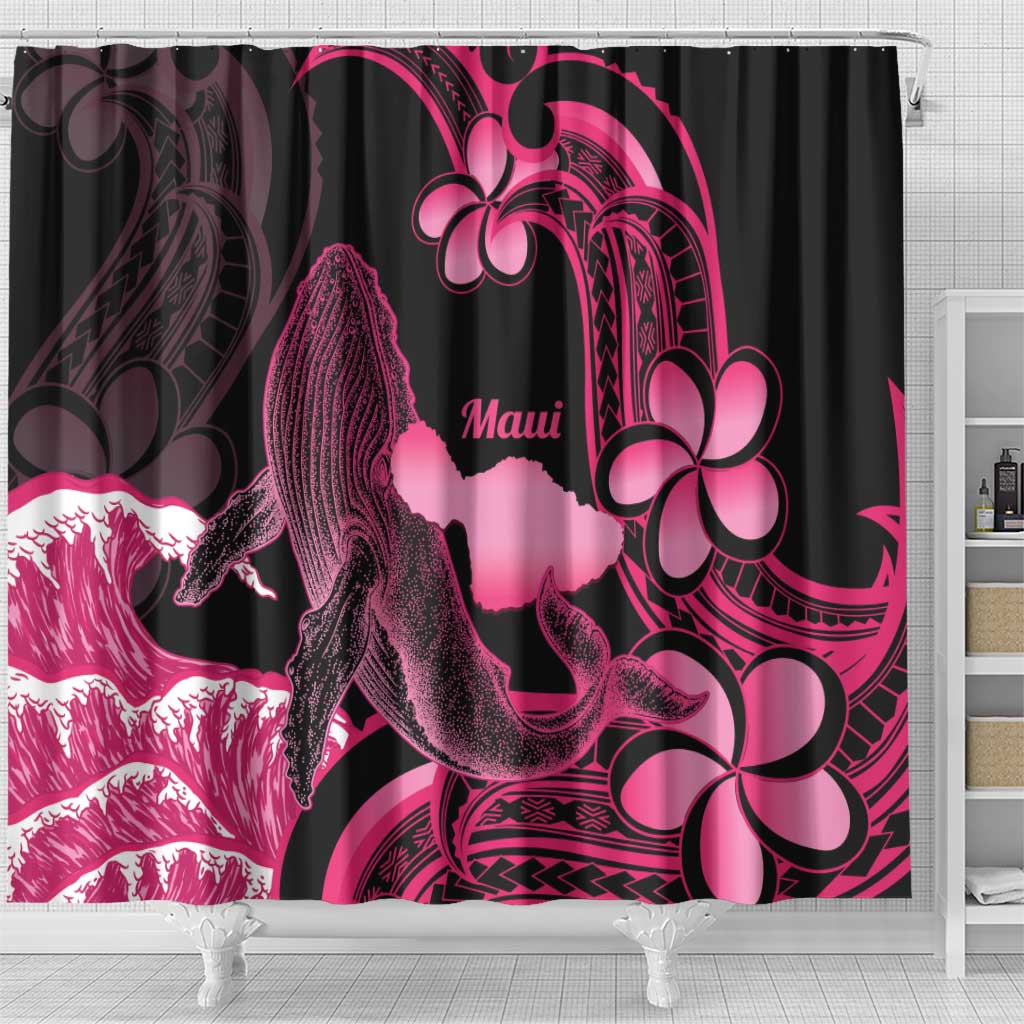 Aloha Hawaii Maui Shower Curtain Valley Isle Humpback Whale Black