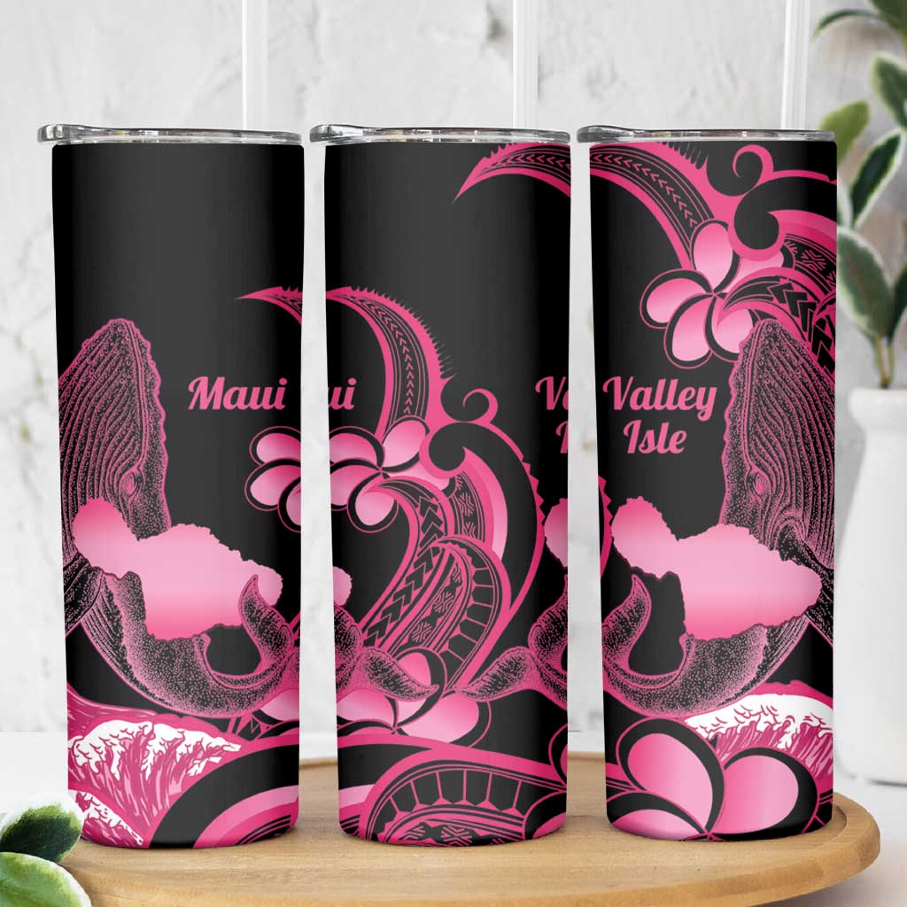 Aloha Hawaii Maui Skinny Tumbler Valley Isle Humpback Whale Black