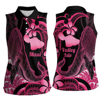 Aloha Hawaii Maui Women Sleeveless Polo Shirt Valley Isle Humpback Whale Black LT14 - Polynesian Pride