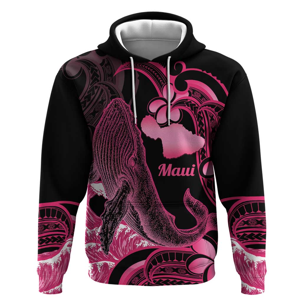 Aloha Hawaii Maui Zip Hoodie Valley Isle Humpback Whale Black
