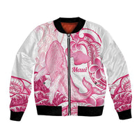 Aloha Hawaii Maui Bomber Jacket Valley Isle Humpback Whale White