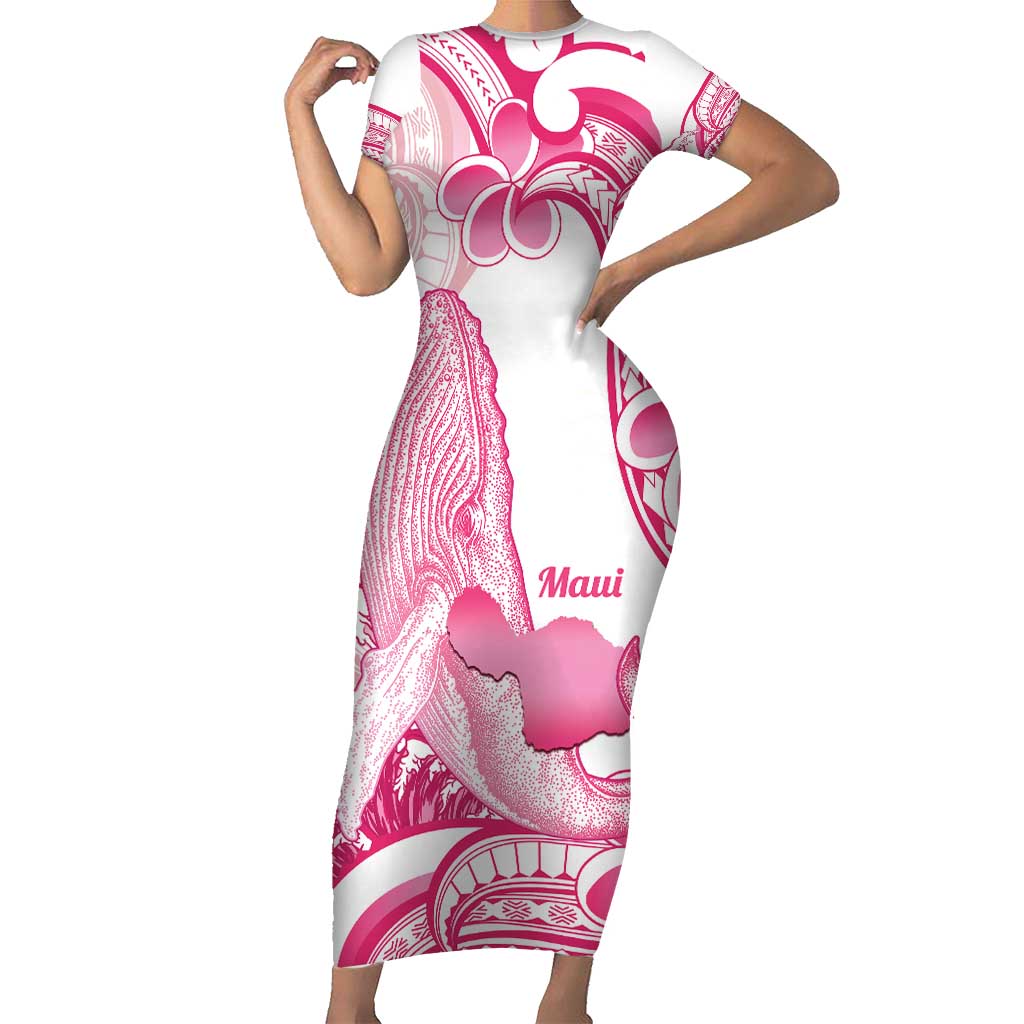 Aloha Hawaii Maui Short Sleeve Bodycon Dress Valley Isle Humpback Whale White