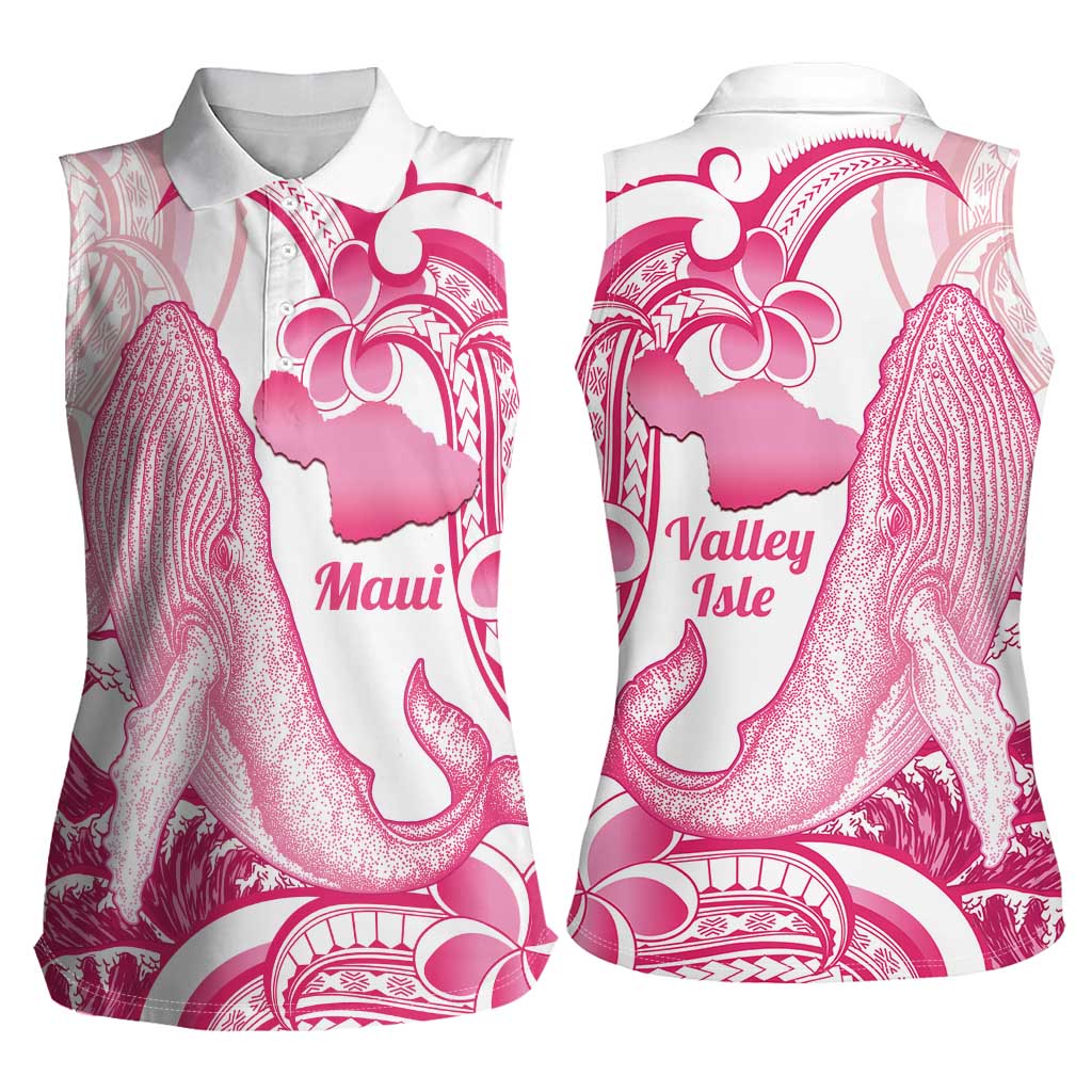 Aloha Hawaii Maui Women Sleeveless Polo Shirt Valley Isle Humpback Whale White LT14 - Polynesian Pride