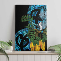 Turquoise New Zealand Kowhai And Piwakawaka Canvas Wall Art Maori Ngaru Paua Shell