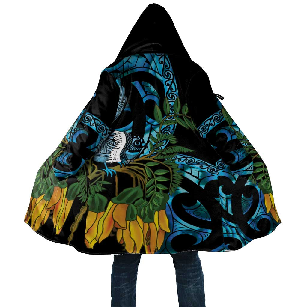 Turquoise New Zealand Kowhai And Piwakawaka Cloak Maori Ngaru Paua Shell - Polynesian Pride