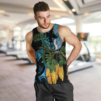 Turquoise New Zealand Kowhai And Piwakawaka Men Tank Top Maori Ngaru Paua Shell