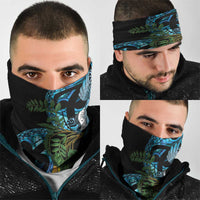 Turquoise New Zealand Kowhai And Piwakawaka Neck Gaiter Maori Ngaru Paua Shell - Polynesian Pride