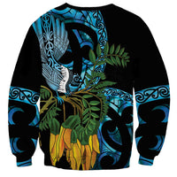 Turquoise New Zealand Kowhai And Piwakawaka Sweatshirt Maori Ngaru Paua Shell LT14 - Polynesian Pride