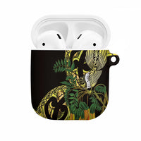Yellow New Zealand Kowhai And Piwakawaka AirPods Case Maori Ngaru Paua Shell - Polynesian Pride