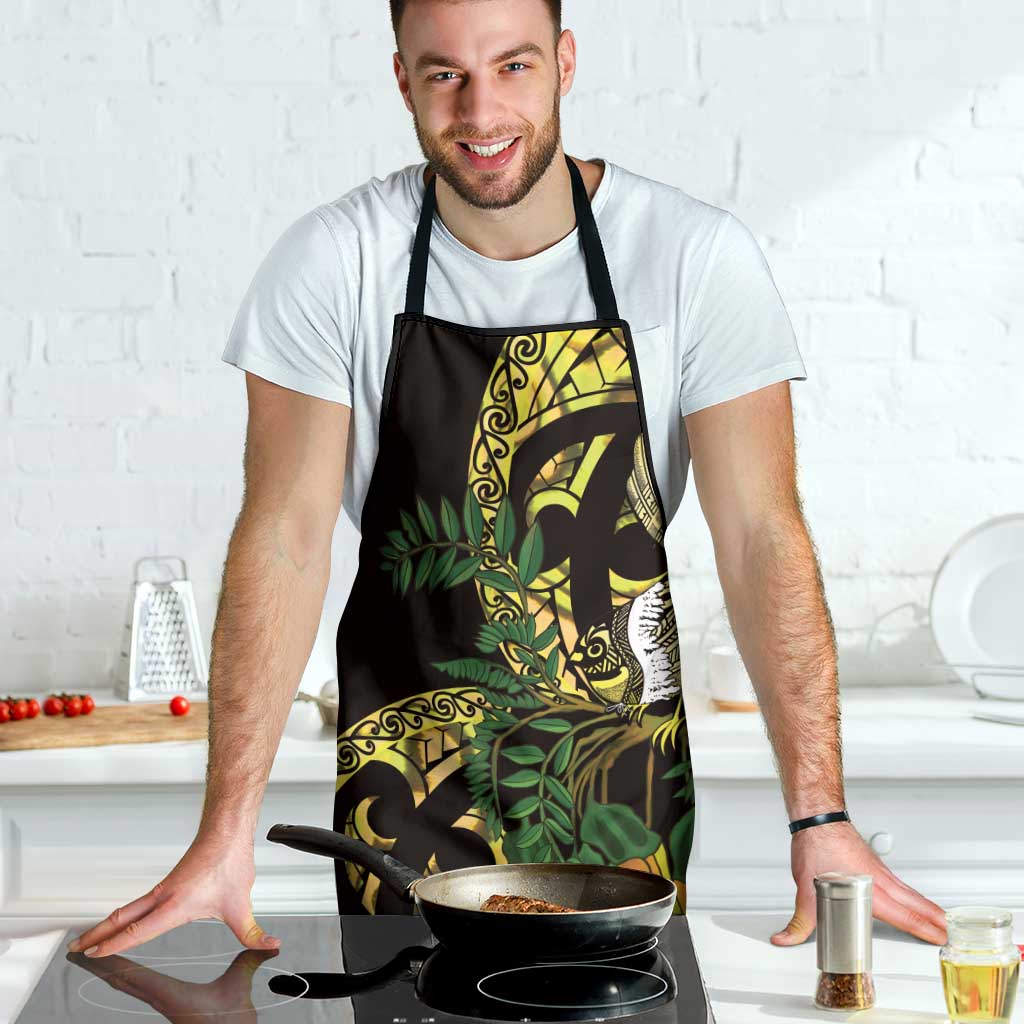 Yellow New Zealand Kowhai And Piwakawaka Apron Maori Ngaru Paua Shell - Polynesian Pride