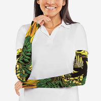 Yellow New Zealand Kowhai And Piwakawaka Arm Sleeves Maori Ngaru Paua Shell - Polynesian Pride