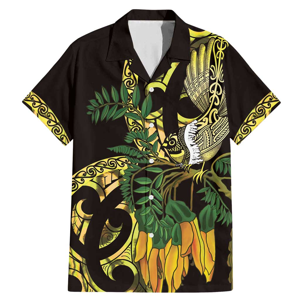 Yellow New Zealand Kowhai And Piwakawaka Family Matching Mermaid Dress and Hawaiian Shirt Maori Ngaru Paua Shell