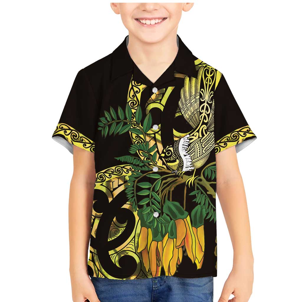 Yellow New Zealand Kowhai And Piwakawaka Family Matching Mermaid Dress and Hawaiian Shirt Maori Ngaru Paua Shell