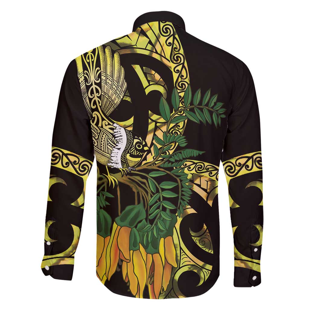 Yellow New Zealand Kowhai And Piwakawaka Family Matching Off Shoulder Short Dress and Hawaiian Shirt Maori Ngaru Paua Shell