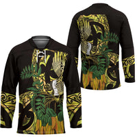 Yellow New Zealand Kowhai And Piwakawaka Hockey Jersey Maori Ngaru Paua Shell - Polynesian Pride