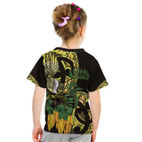 Yellow New Zealand Kowhai And Piwakawaka Kid T Shirt Maori Ngaru Paua Shell