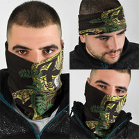 Yellow New Zealand Kowhai And Piwakawaka Neck Gaiter Maori Ngaru Paua Shell - Polynesian Pride