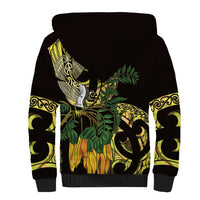 Yellow New Zealand Kowhai And Piwakawaka Sherpa Hoodie Maori Ngaru Paua Shell