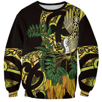 Yellow New Zealand Kowhai And Piwakawaka Sweatshirt Maori Ngaru Paua Shell LT14 Unisex Yellow - Polynesian Pride