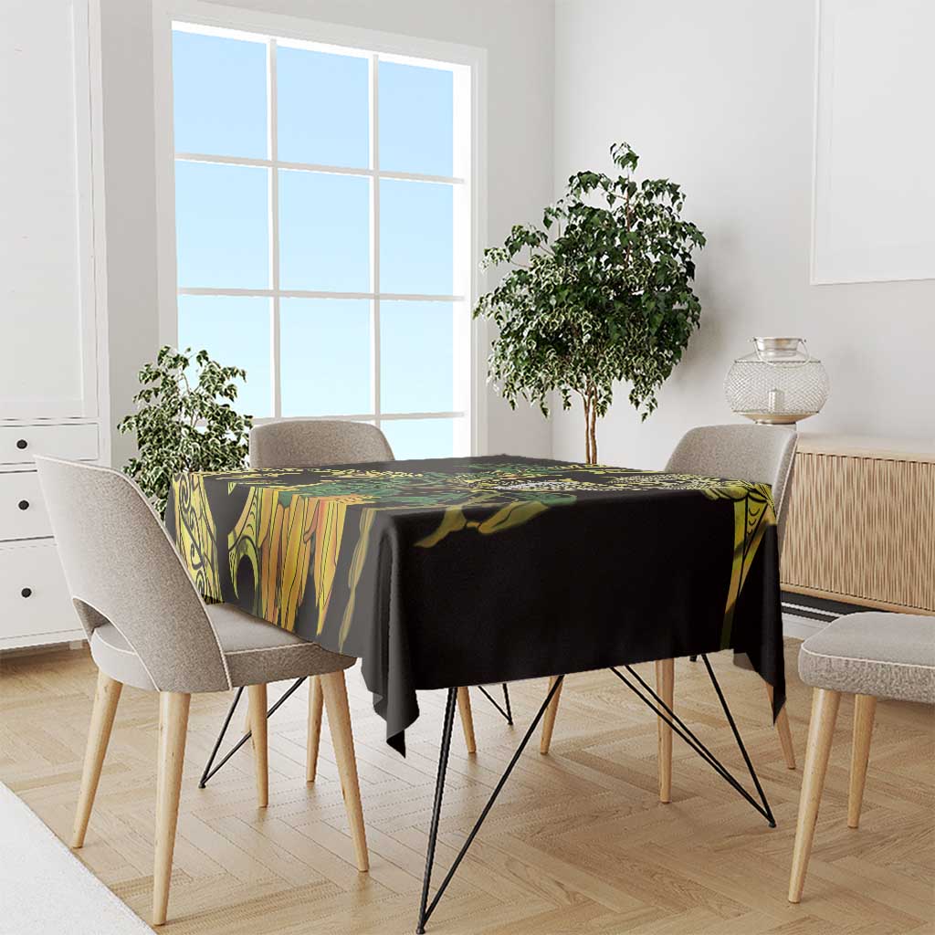 Yellow New Zealand Kowhai And Piwakawaka Tablecloth Maori Ngaru Paua Shell LT14 - Polynesian Pride