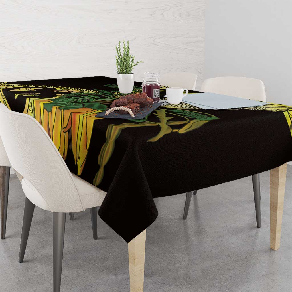 Yellow New Zealand Kowhai And Piwakawaka Tablecloth Maori Ngaru Paua Shell LT14 - Polynesian Pride
