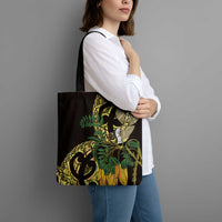 Yellow New Zealand Kowhai And Piwakawaka Tote Bag Maori Ngaru Paua Shell - Polynesian Pride