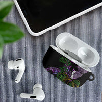 Purple New Zealand Kowhai And Piwakawaka AirPods Case Maori Ngaru Paua Shell - Polynesian Pride