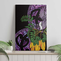Purple New Zealand Kowhai And Piwakawaka Canvas Wall Art Maori Ngaru Paua Shell