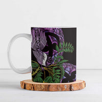 Purple New Zealand Kowhai And Piwakawaka Ceramic Mug Maori Ngaru Paua Shell - Polynesian Pride