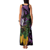 Purple New Zealand Kowhai And Piwakawaka Family Matching Tank Maxi Dress and Hawaiian Shirt Maori Ngaru Paua Shell LT14 - Polynesian Pride