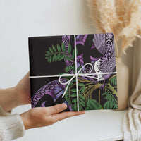 Purple New Zealand Kowhai And Piwakawaka Wrapping Paper Maori Ngaru Paua Shell - Polynesian Pride