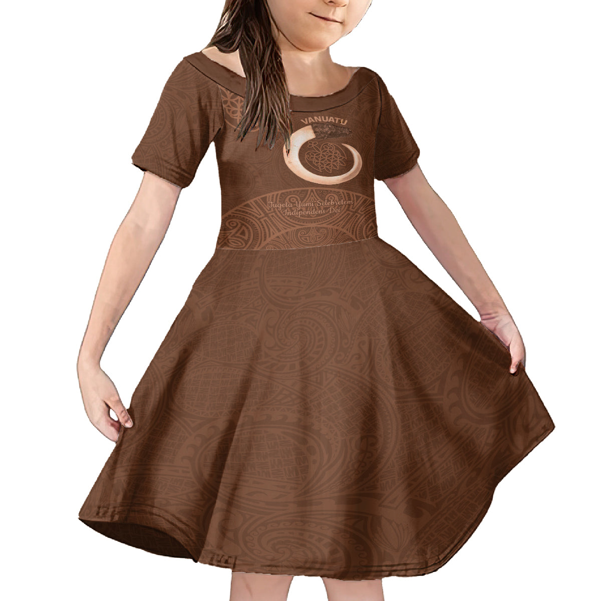 Vanuatu Indipendens Dei Kid Short Sleeve Dress Yumi 44th Sand Drawing Turtle Mix Lapita