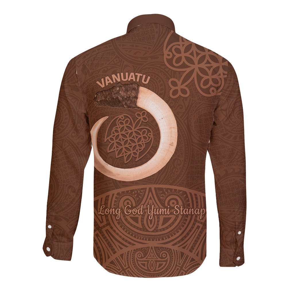 Vanuatu Indipendens Dei Long Sleeve Button Shirt Yumi Sand Drawing Turtle Mix Lapita LT14 - Polynesian Pride