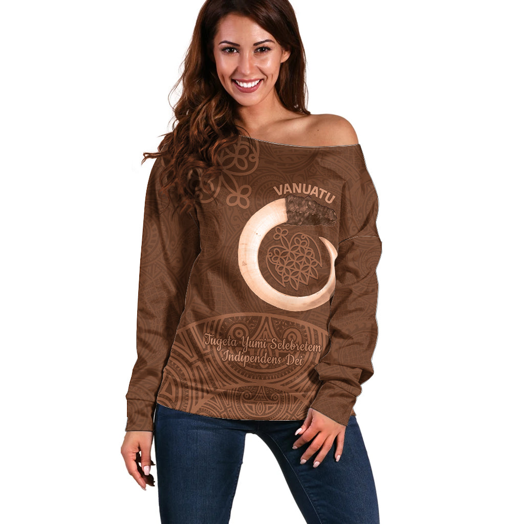 Vanuatu Indipendens Dei Off Shoulder Sweater Yumi 44th Sand Drawing Turtle Mix Lapita