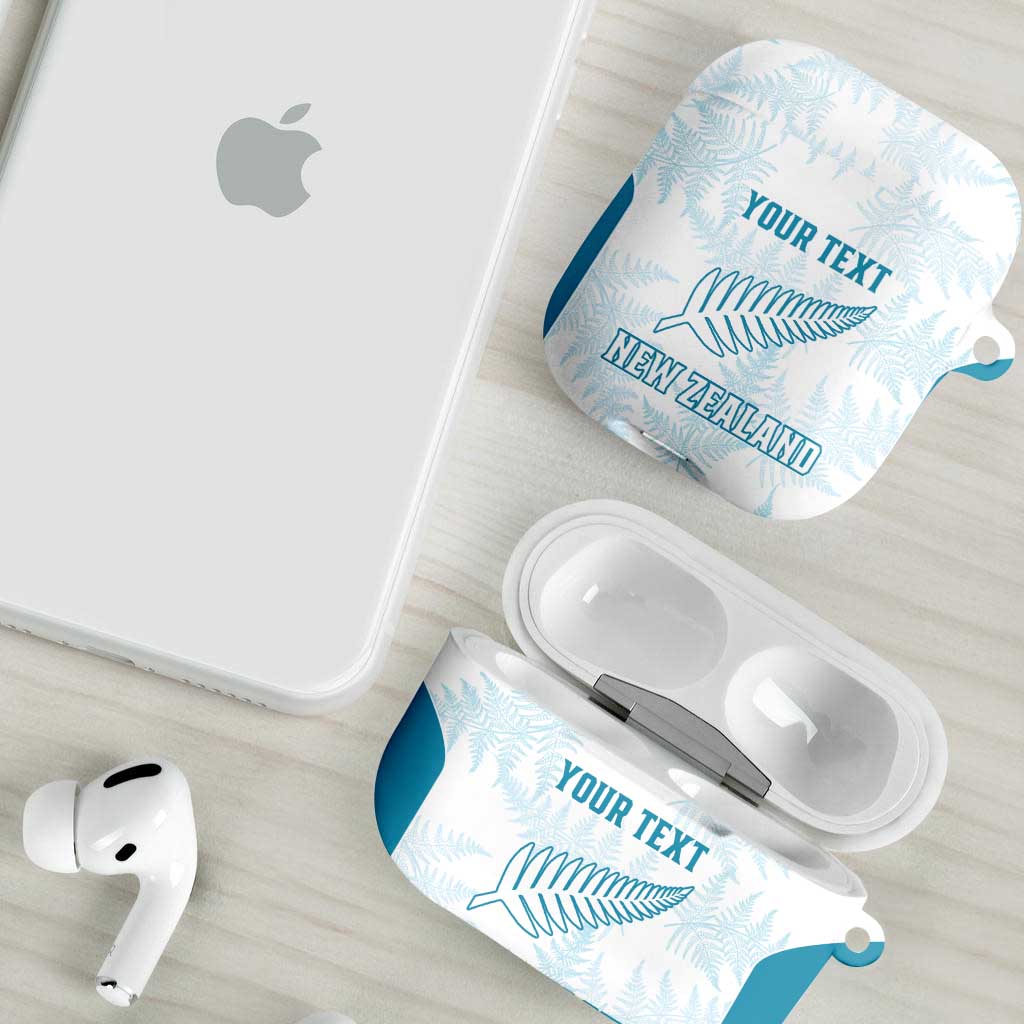 Custom New Zealand Silver Fern Football AirPods Case Come On All White - Polynesian Pride