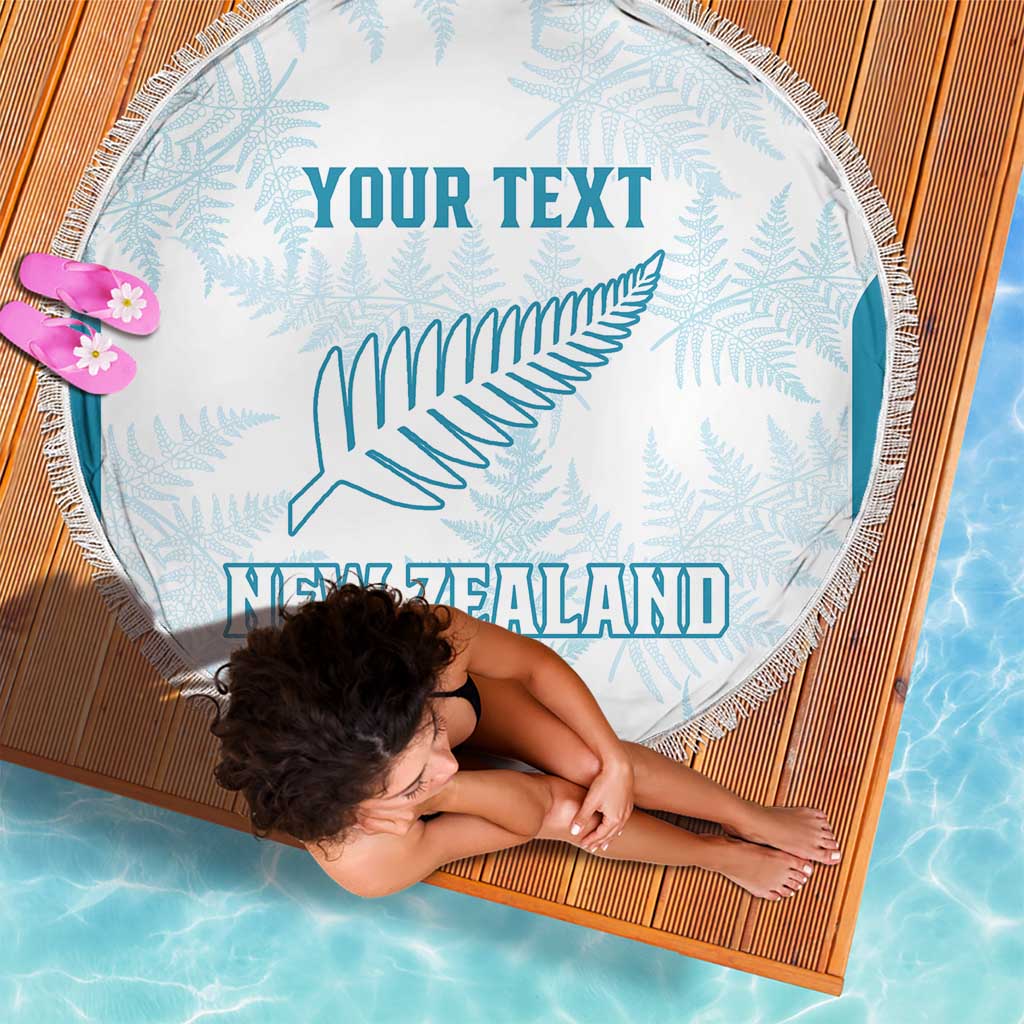 Custom New Zealand Silver Fern Football Beach Blanket Come On All White