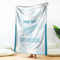 Custom New Zealand Silver Fern Football Blanket Come On All White