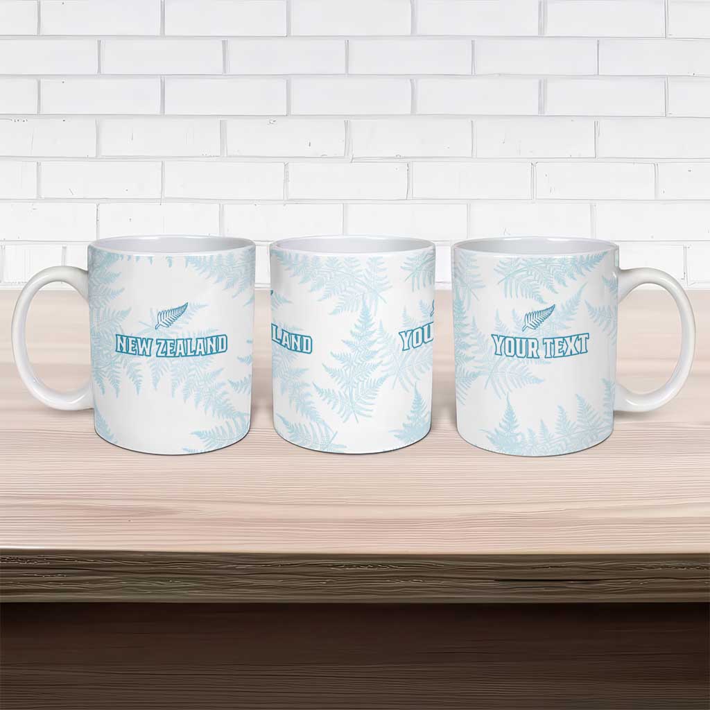 Custom New Zealand Silver Fern Football Ceramic Mug Come On All White - Polynesian Pride