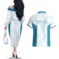 Custom New Zealand Silver Fern Football Couples Matching Off The Shoulder Long Sleeve Dress and Hawaiian Shirt Come On All White