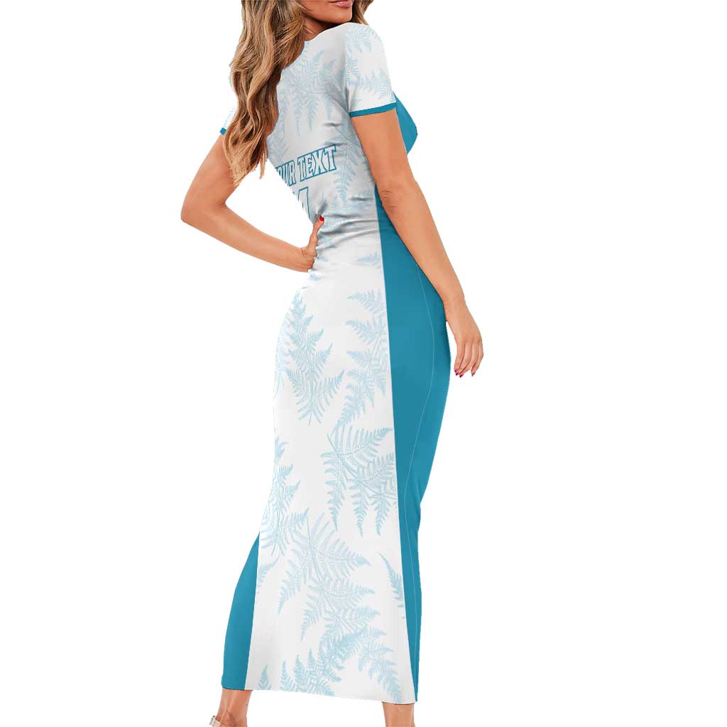 Custom New Zealand Silver Fern Football Family Matching Short Sleeve Bodycon Dress and Hawaiian Shirt Come On All White