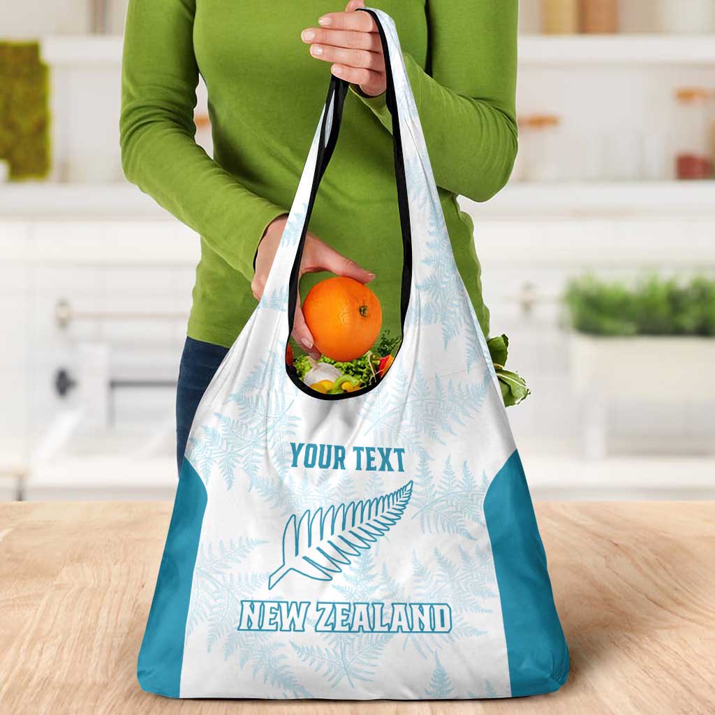 Custom New Zealand Silver Fern Football Grocery Bag Come On All White