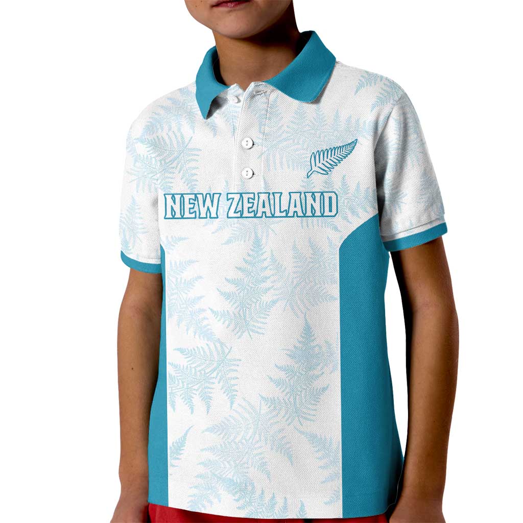 Custom New Zealand Silver Fern Football Kid Polo Shirt Come On All White