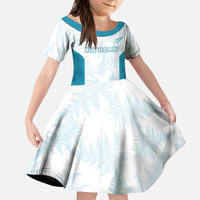 Custom New Zealand Silver Fern Football Kid Short Sleeve Dress Come On All White