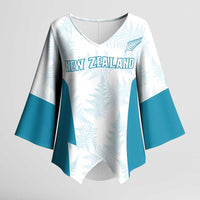 Custom New Zealand Silver Fern Football Kimono Sleeve Blouse Come On All White - Polynesian Pride