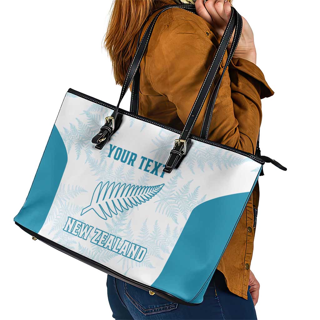 Custom New Zealand Silver Fern Football Leather Tote Bag Come On All White