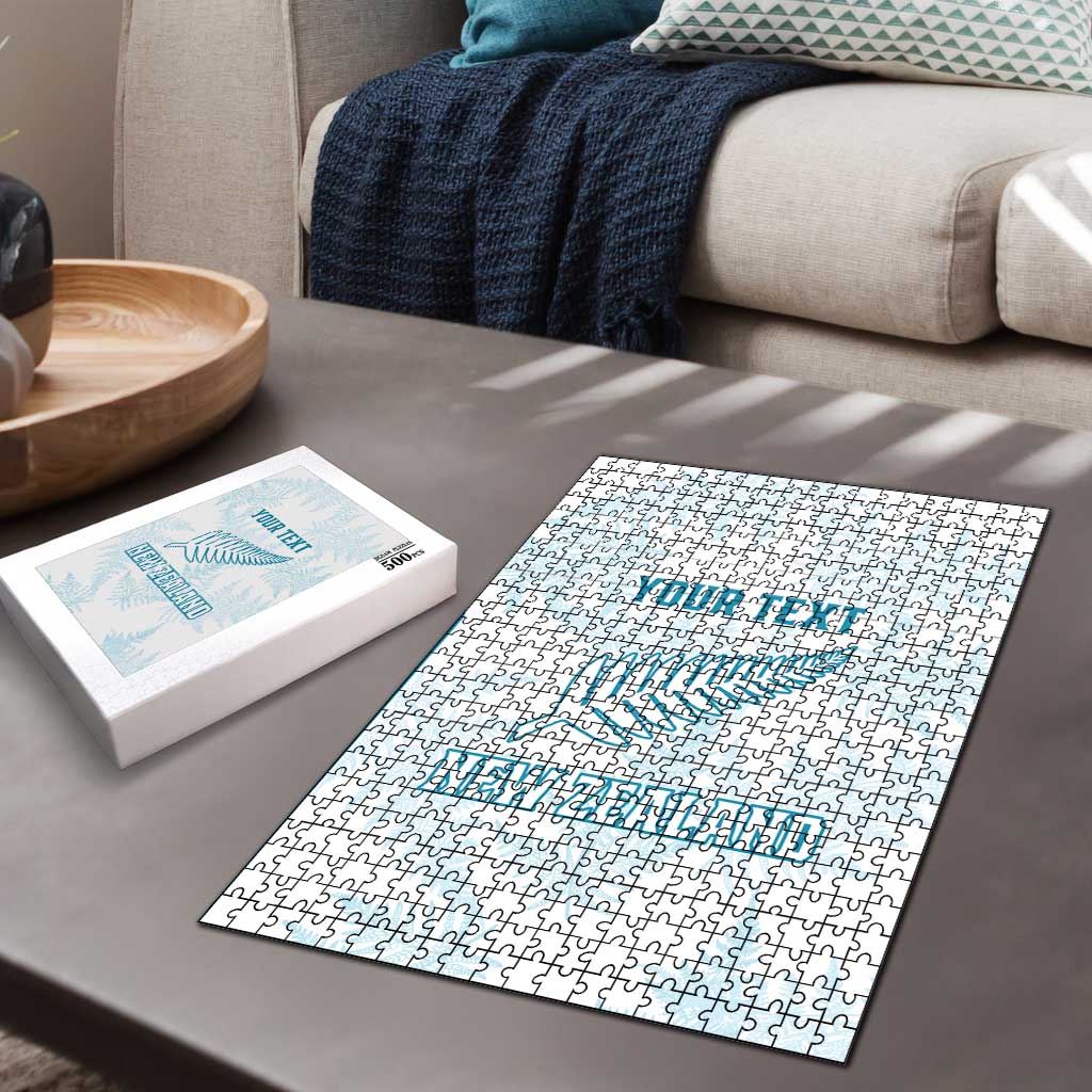 Custom New Zealand Silver Fern Football Puzzle Come On All White - Polynesian Pride