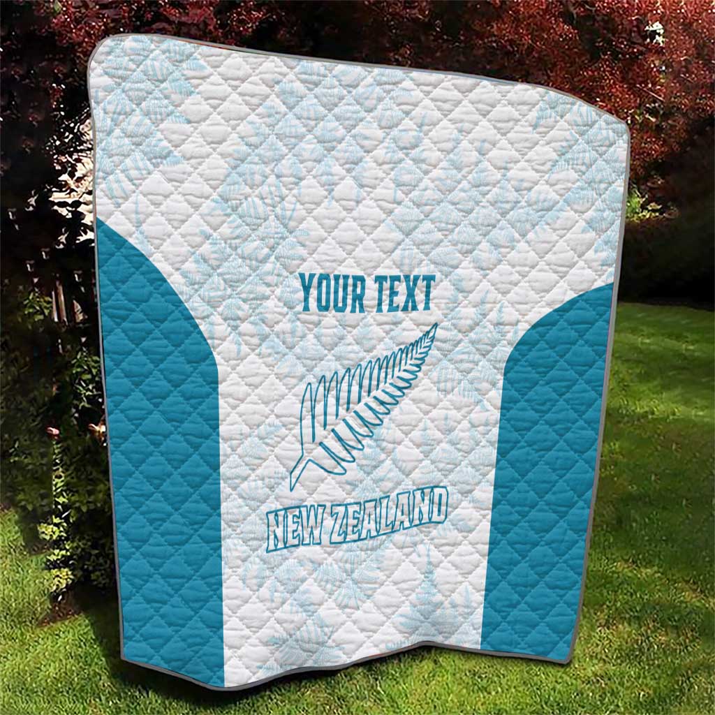 Custom New Zealand Silver Fern Football Quilt Come On All White