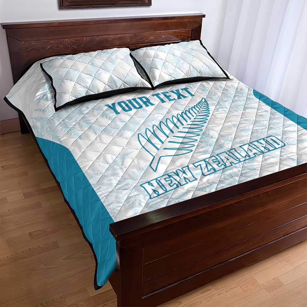 Custom New Zealand Silver Fern Football Quilt Bed Set Come On All White