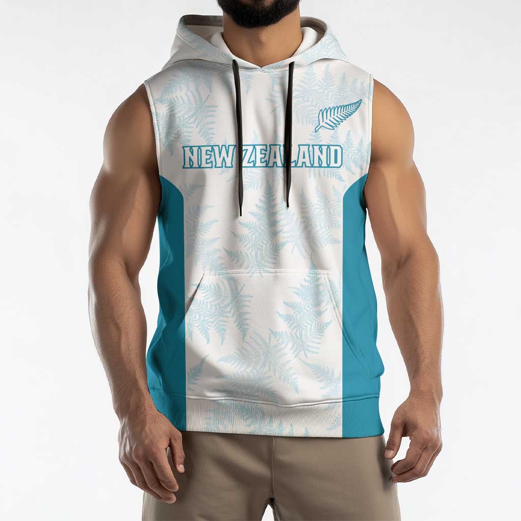 Custom New Zealand Silver Fern Football Sleeveless Hoodie Come On All White - Polynesian Pride