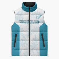 Custom New Zealand Silver Fern Football Sleeveless Puffer Jacket Come On All White - Polynesian Pride